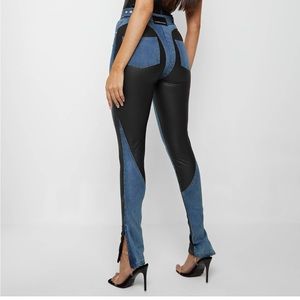 Maniere de voir VEGAN LEATHER CONTOUR SKINNY JEANS - BLUE